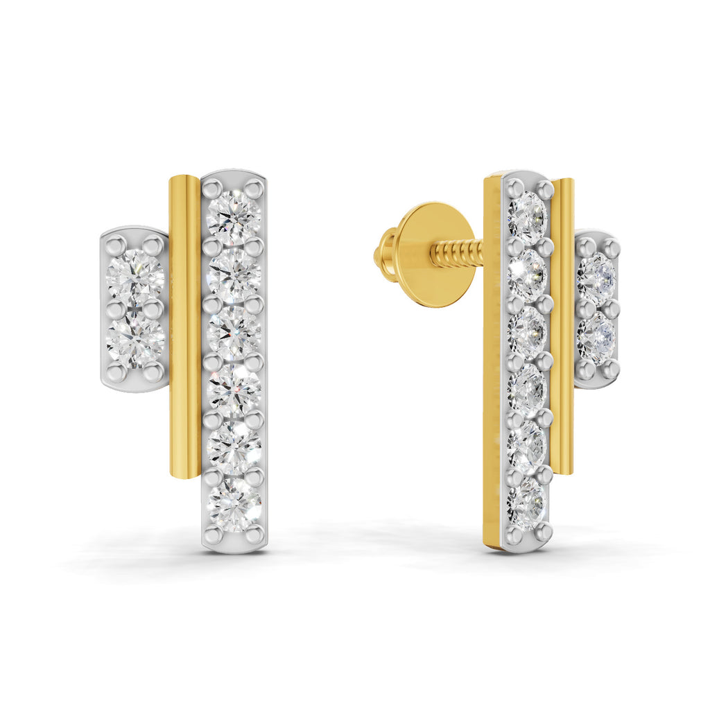 Lab Grown Diamond 0.35CT 925 Sterling Silver Gold Plated Round Shape Earring