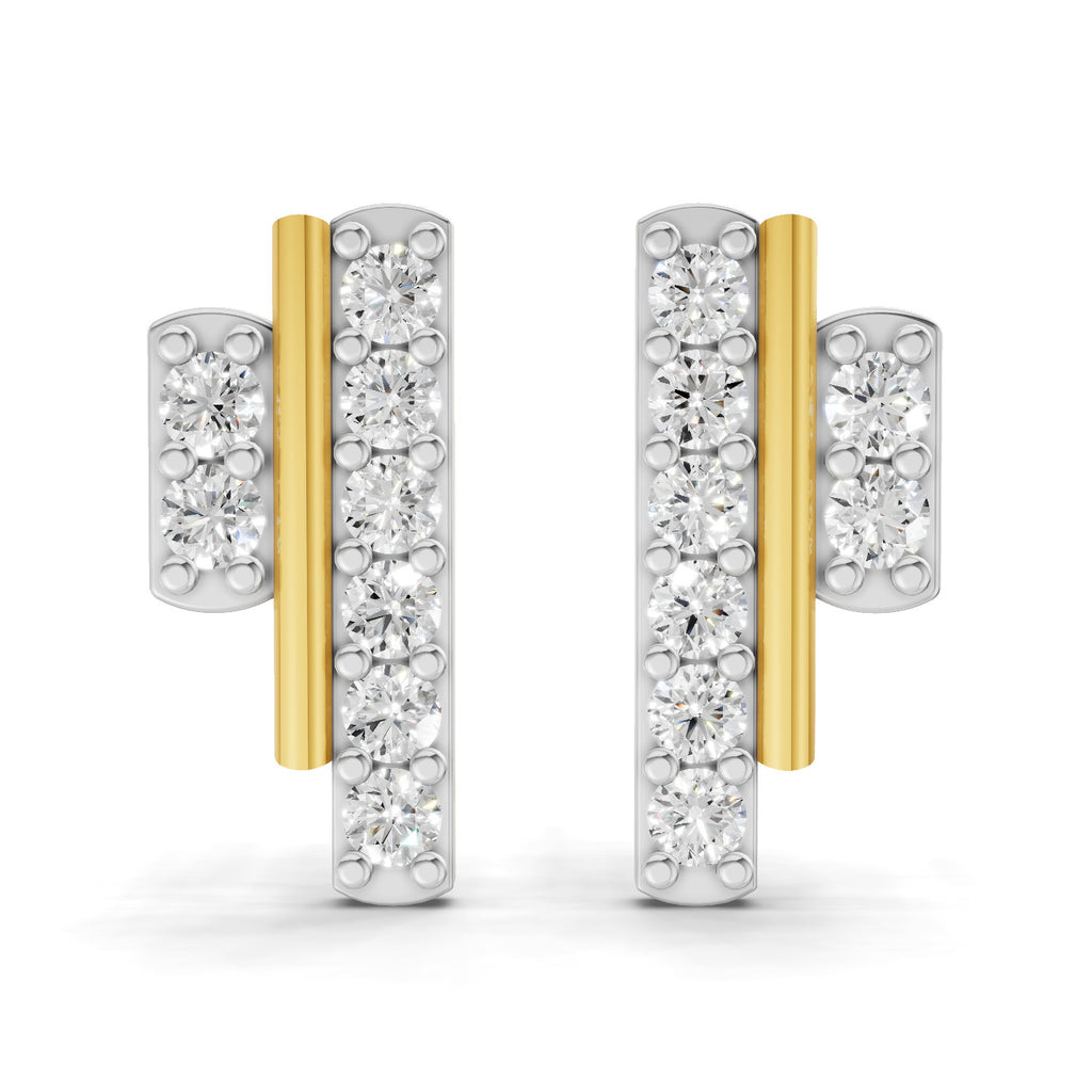 Lab Grown Diamond 0.35CT 925 Sterling Silver Gold Plated Round Shape Earring