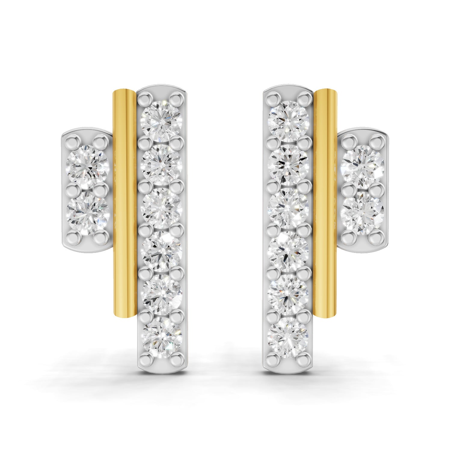 Lab Grown Diamond 0.35CT 925 Sterling Silver Gold Plated Round Shape Earring