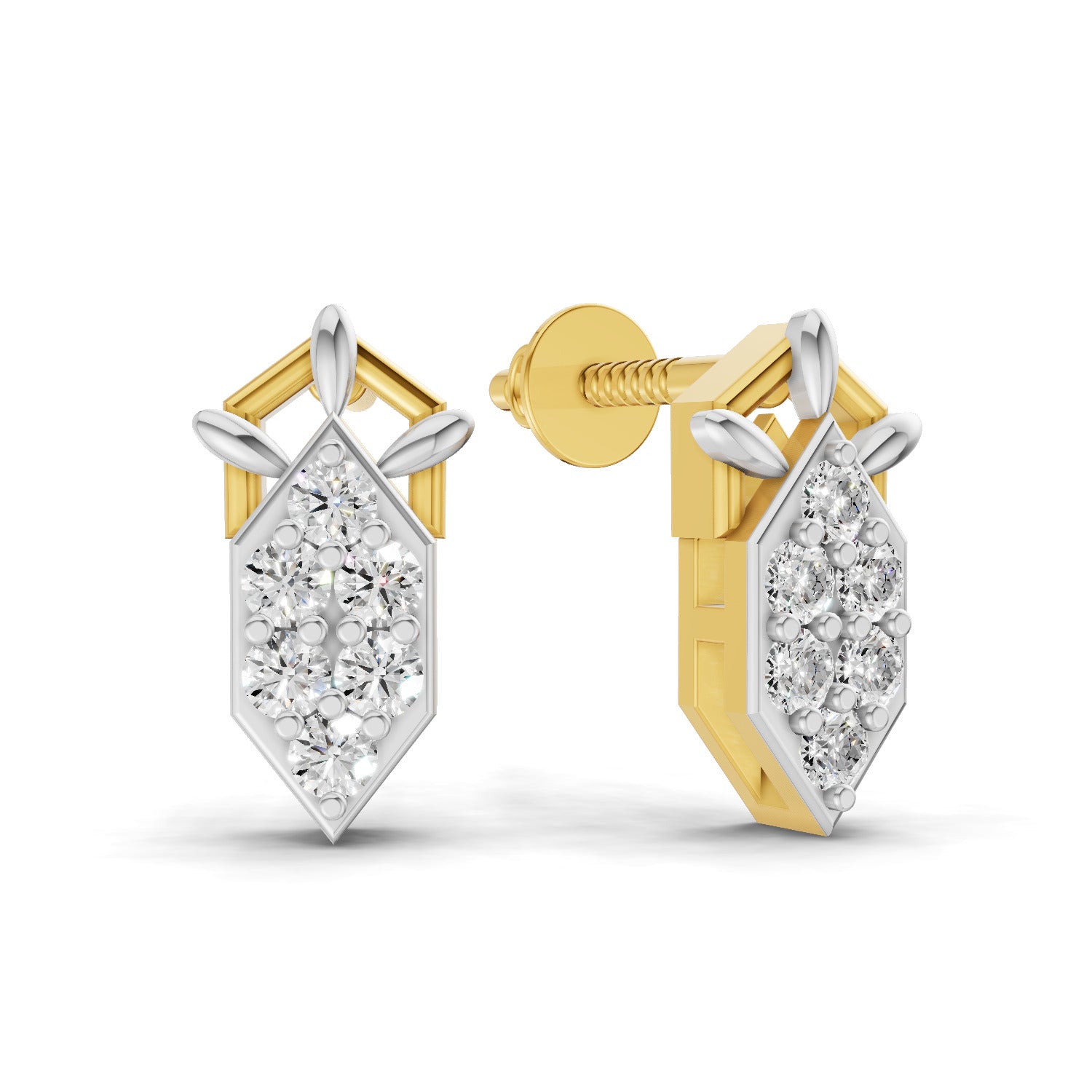 Lab Grown Diamond 0.3CT 925 Sterling Silver Gold Plated Round Shape Earring