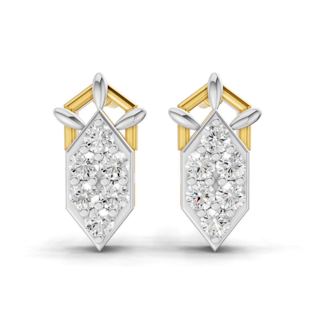 Lab Grown Diamond 0.3CT 925 Sterling Silver Gold Plated Round Shape Earring