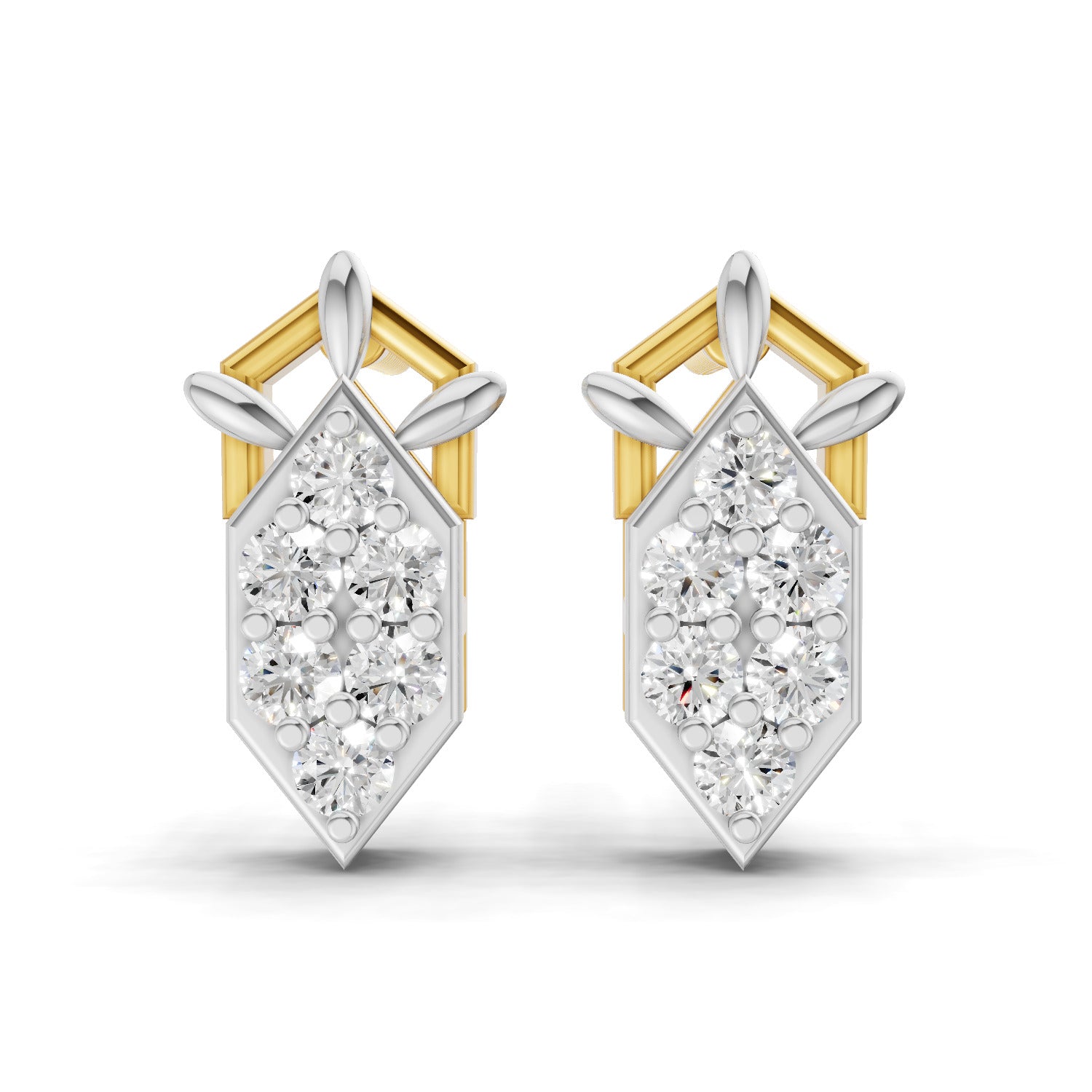 Lab Grown Diamond 0.3CT 925 Sterling Silver Gold Plated Round Shape Earring
