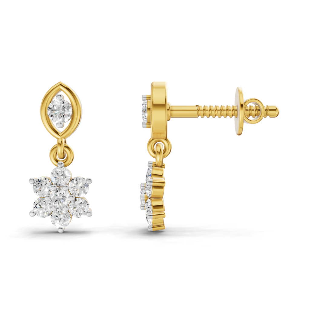 Lab Grown Diamond 0.3CT 925 Sterling Silver Gold Plated Round Shape Earring