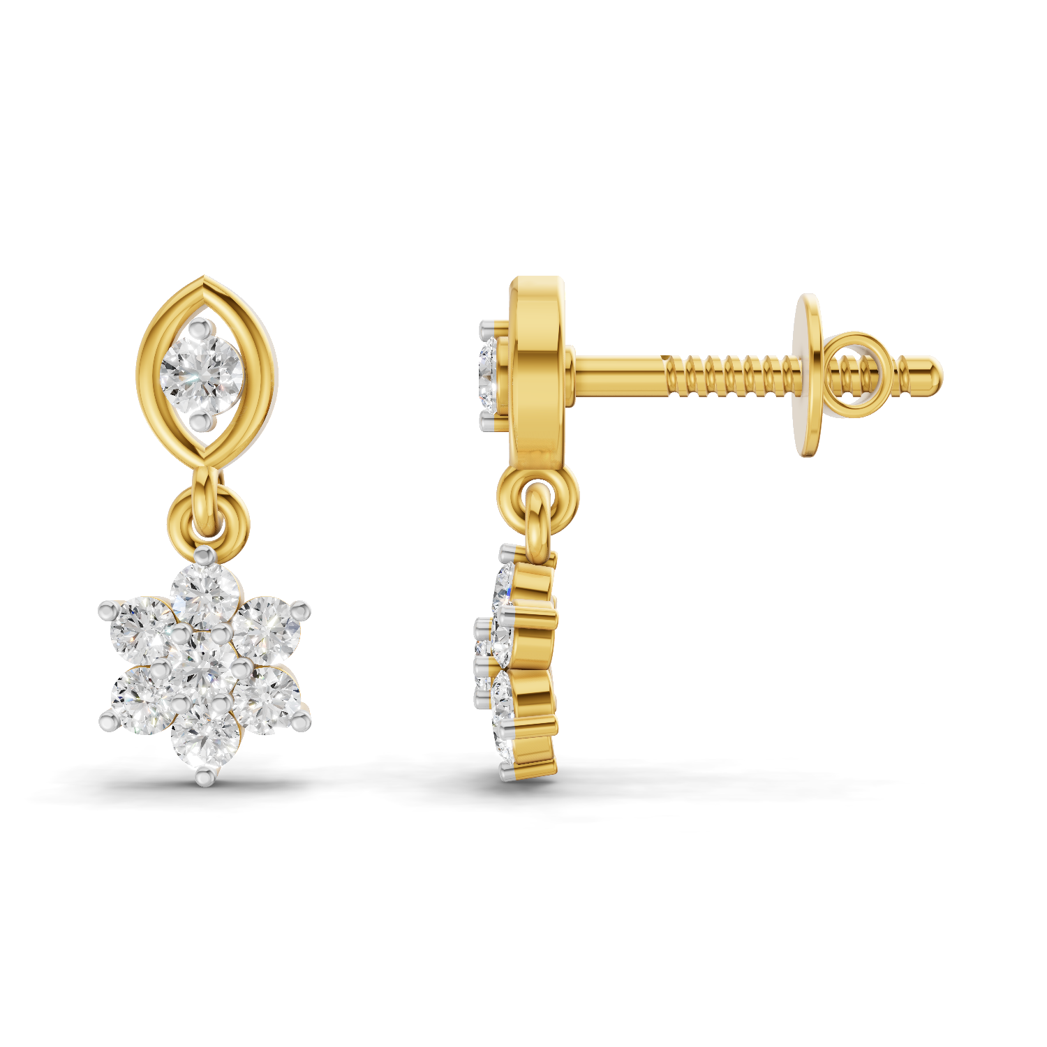 Lab Grown Diamond 0.3CT 925 Sterling Silver Gold Plated Round Shape Earring