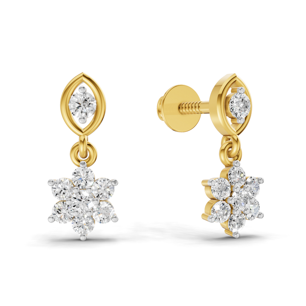 Lab Grown Diamond 0.3CT 925 Sterling Silver Gold Plated Round Shape Earring