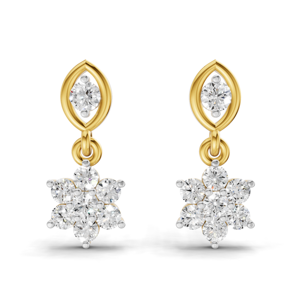 Lab Grown Diamond 0.3CT 925 Sterling Silver Gold Plated Round Shape Earring