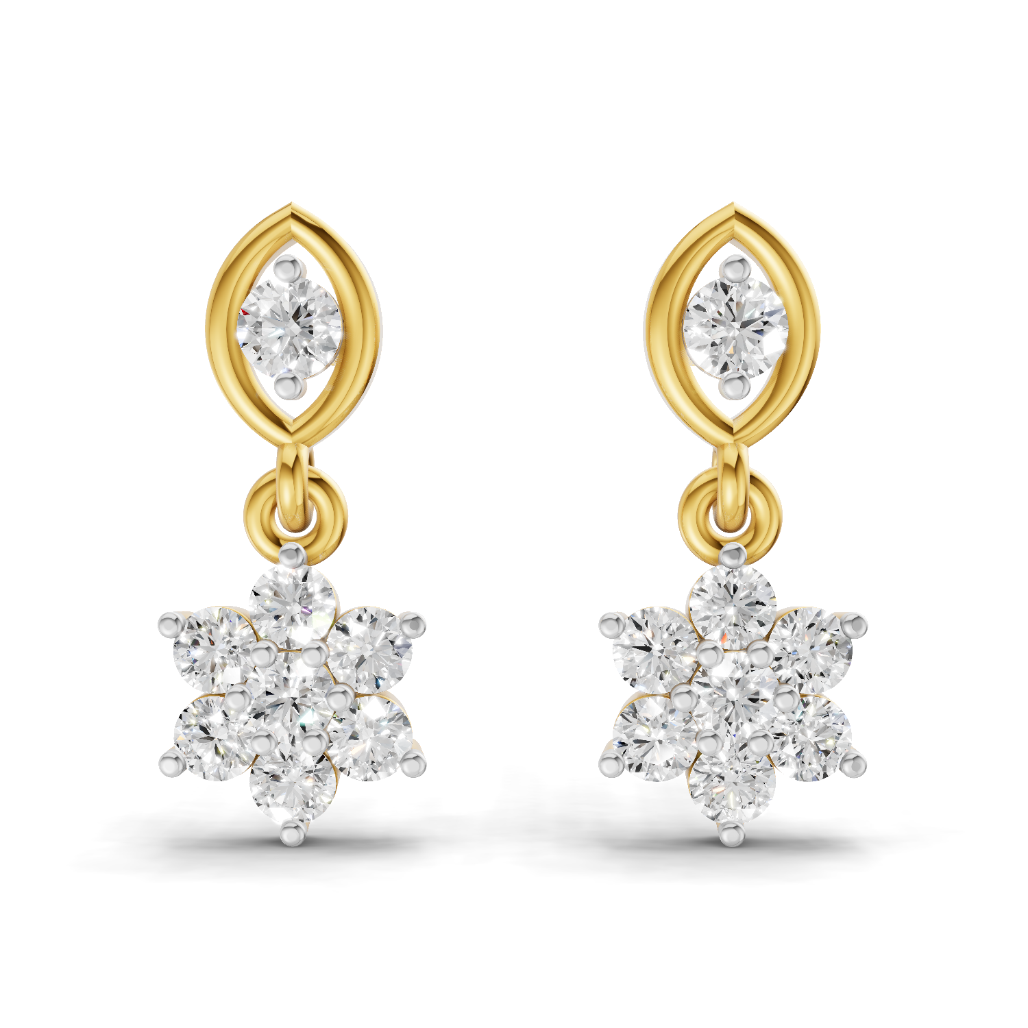 Lab Grown Diamond 0.3CT 925 Sterling Silver Gold Plated Round Shape Earring