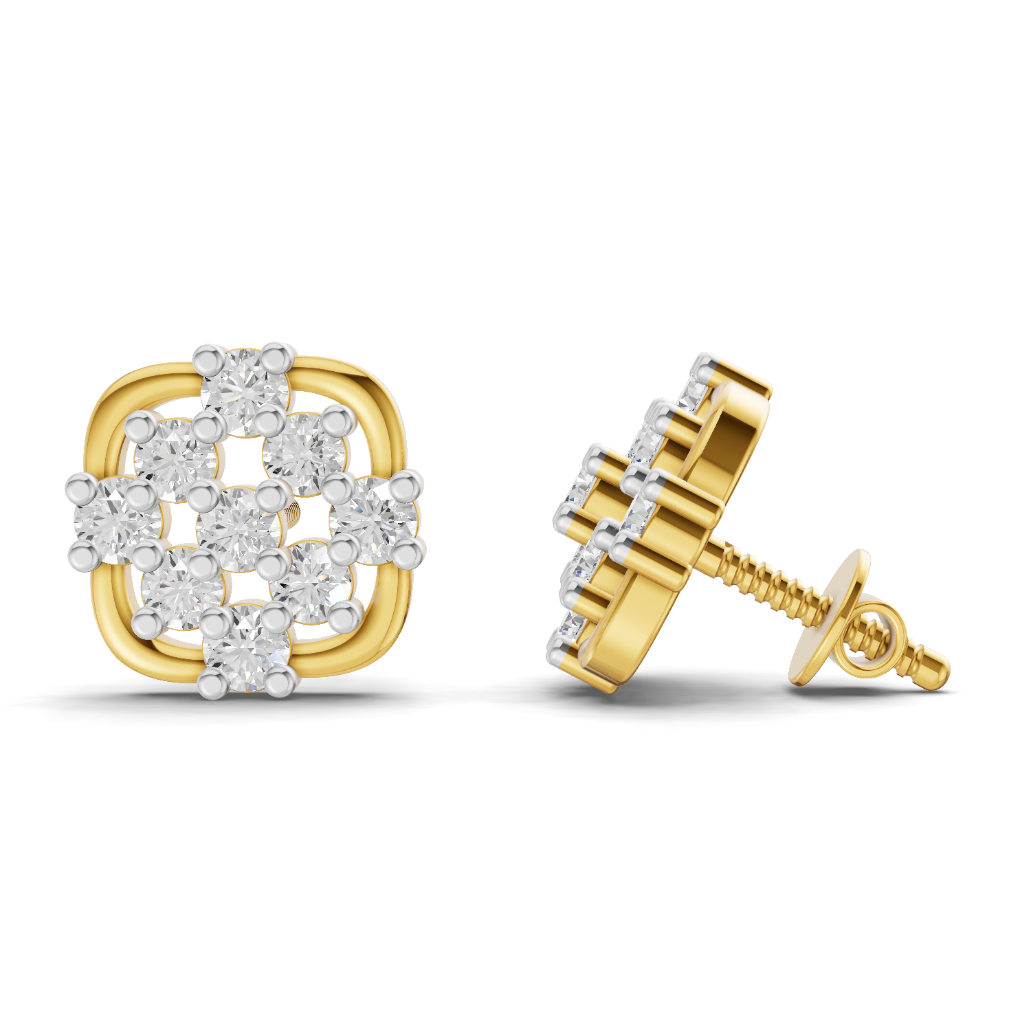 Lab Grown Diamond 0.29CT 925 Sterling Silver Gold Plated Round Shape Earring