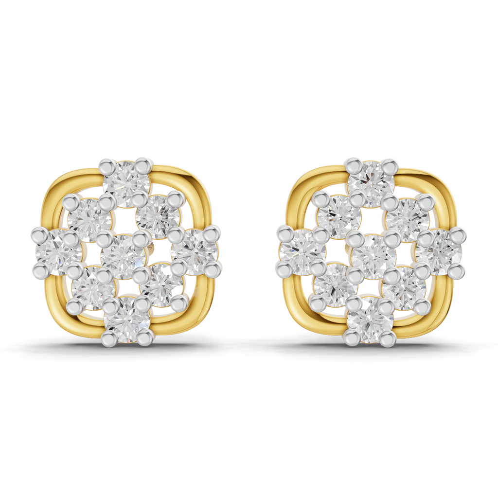 Lab Grown Diamond 0.29CT 925 Sterling Silver Gold Plated Round Shape Earring