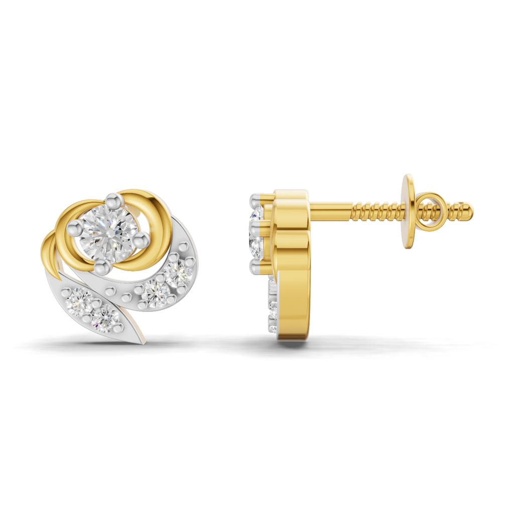 Lab Grown Diamond Earrings 0.31 Carat IGI Certified Round Shape F-G VS | 925 Sterling Silver Yellow Gold Plated Fashion Earrings