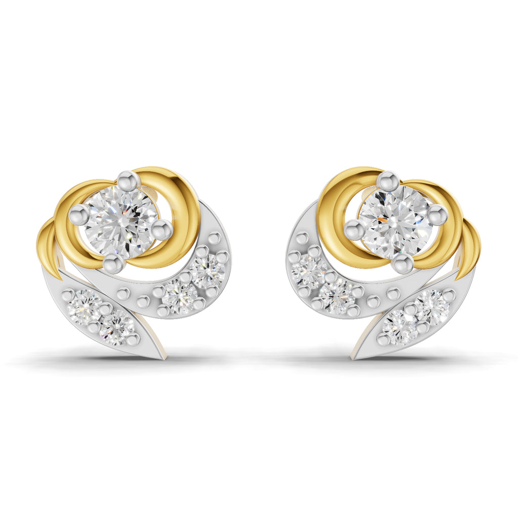 Lab Grown Diamond Earrings 0.31 Carat IGI Certified Round Shape F-G VS | 925 Sterling Silver Yellow Gold Plated Fashion Earrings