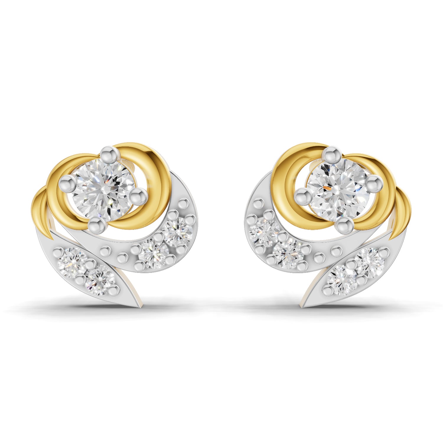 Lab Grown Diamond Earrings 0.31 Carat IGI Certified Round Shape F-G VS | 925 Sterling Silver Yellow Gold Plated Fashion Earrings