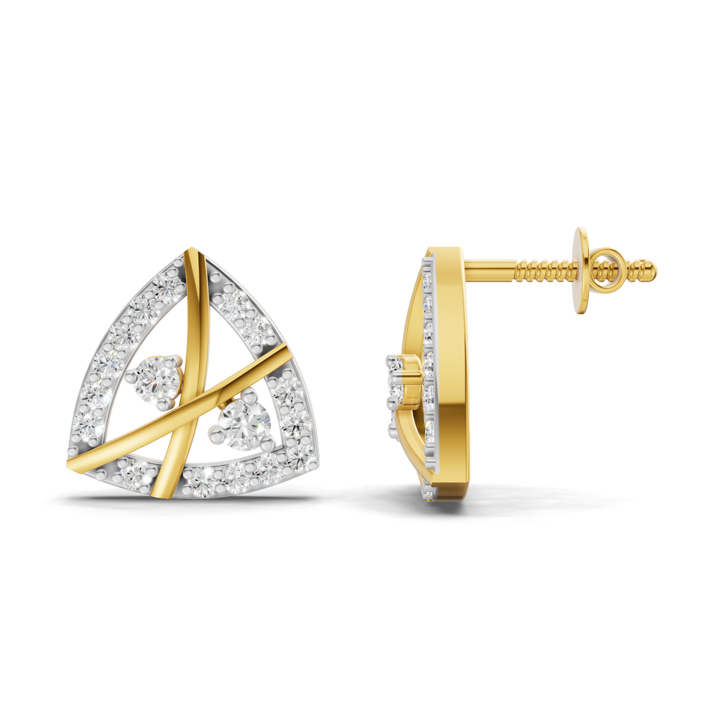 Lab Grown Diamond Earrings 0.45 Carat IGI Certified Round Shape F-G VS | 925 Sterling Silver Yellow Gold Plated Fashion Earrings