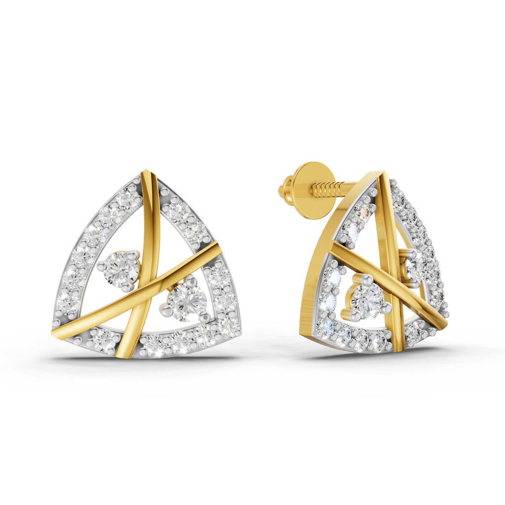 Lab Grown Diamond Earrings 0.45 Carat IGI Certified Round Shape F-G VS | 925 Sterling Silver Yellow Gold Plated Fashion Earrings