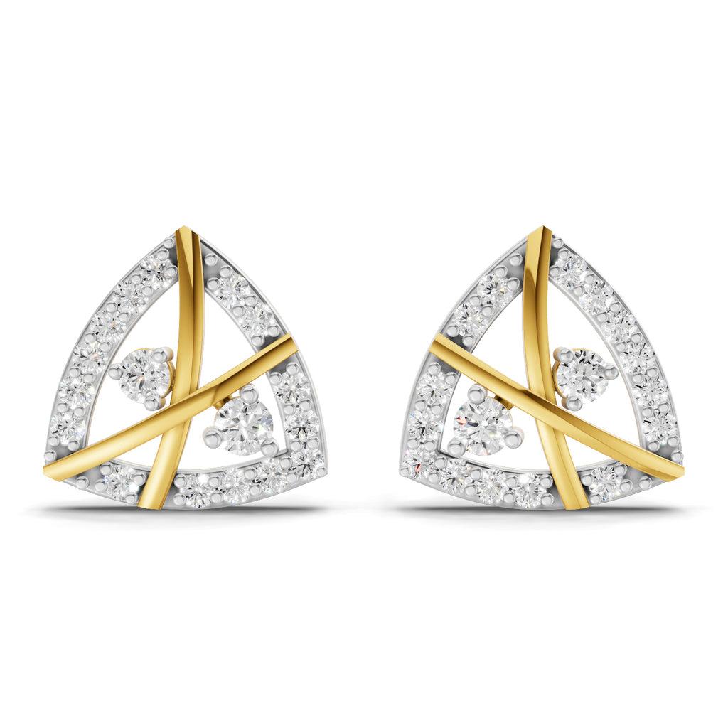Lab Grown Diamond Earrings 0.45 Carat IGI Certified Round Shape F-G VS | 925 Sterling Silver Yellow Gold Plated Fashion Earrings