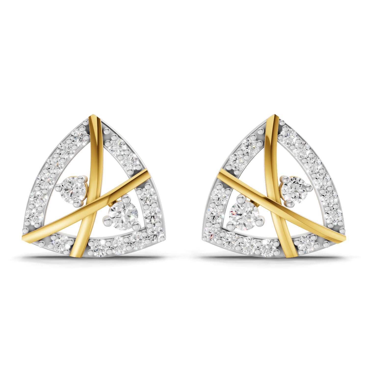Lab Grown Diamond Earrings 0.45 Carat IGI Certified Round Shape F-G VS | 925 Sterling Silver Yellow Gold Plated Fashion Earrings