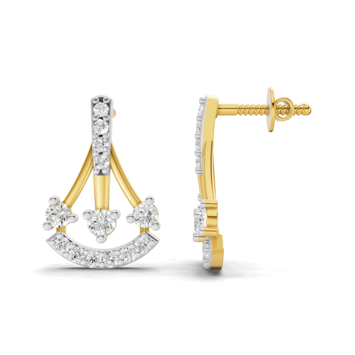 Lab Grown Diamond Earrings 0.44 Carat IGI Certified Round Shape F-G VS | 925 Sterling Silver Yellow Gold Plated Fashion Earrings