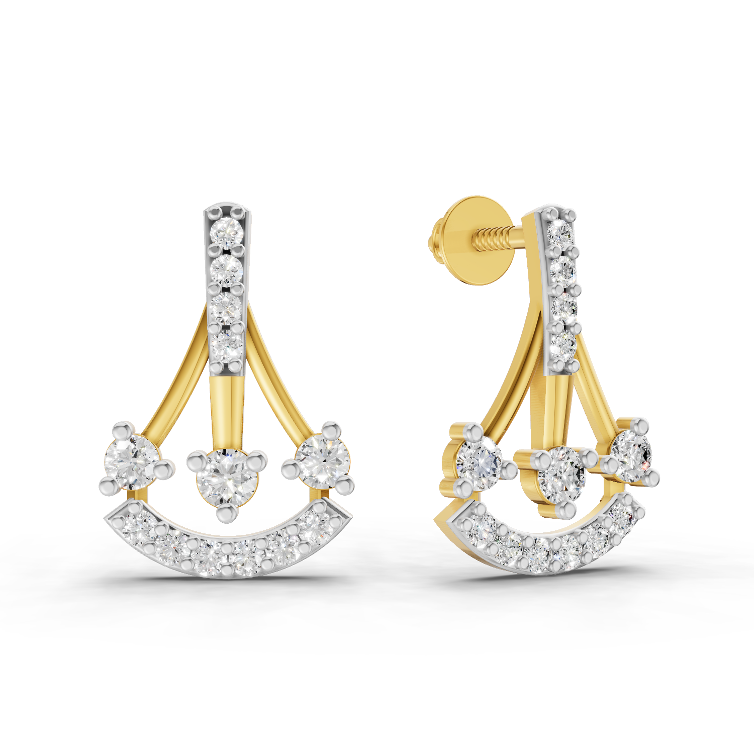 Lab Grown Diamond Earrings 0.44 Carat IGI Certified Round Shape F-G VS | 925 Sterling Silver Yellow Gold Plated Fashion Earrings