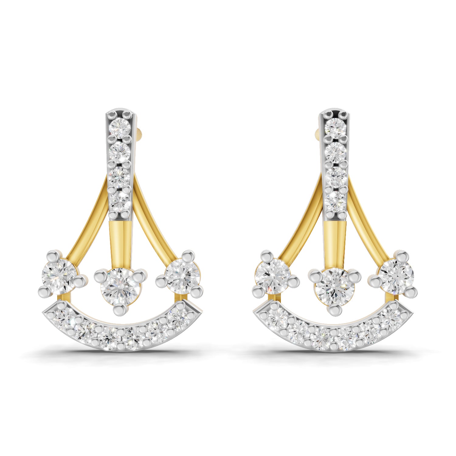 Lab Grown Diamond Earrings 0.44 Carat IGI Certified Round Shape F-G VS | 925 Sterling Silver Yellow Gold Plated Fashion Earrings