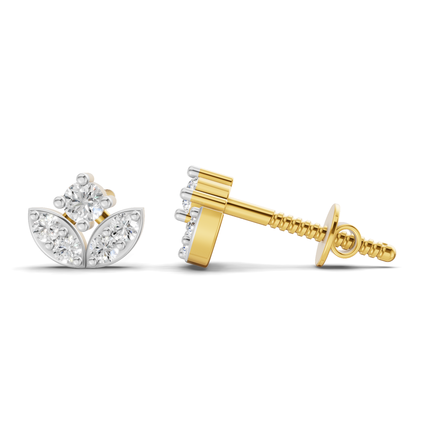 Lab Grown Diamond Earrings 0.23 Carat IGI Certified Round Shape F-G VS | 925 Sterling Silver Yellow Gold Plated Fashion Earrings