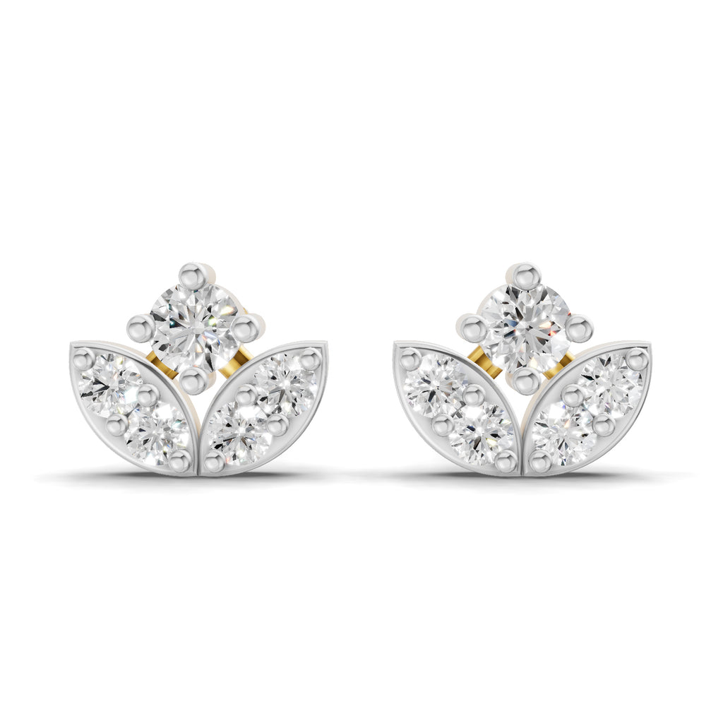 Lab Grown Diamond Earrings 0.23 Carat IGI Certified Round Shape F-G VS | 925 Sterling Silver Yellow Gold Plated Fashion Earrings