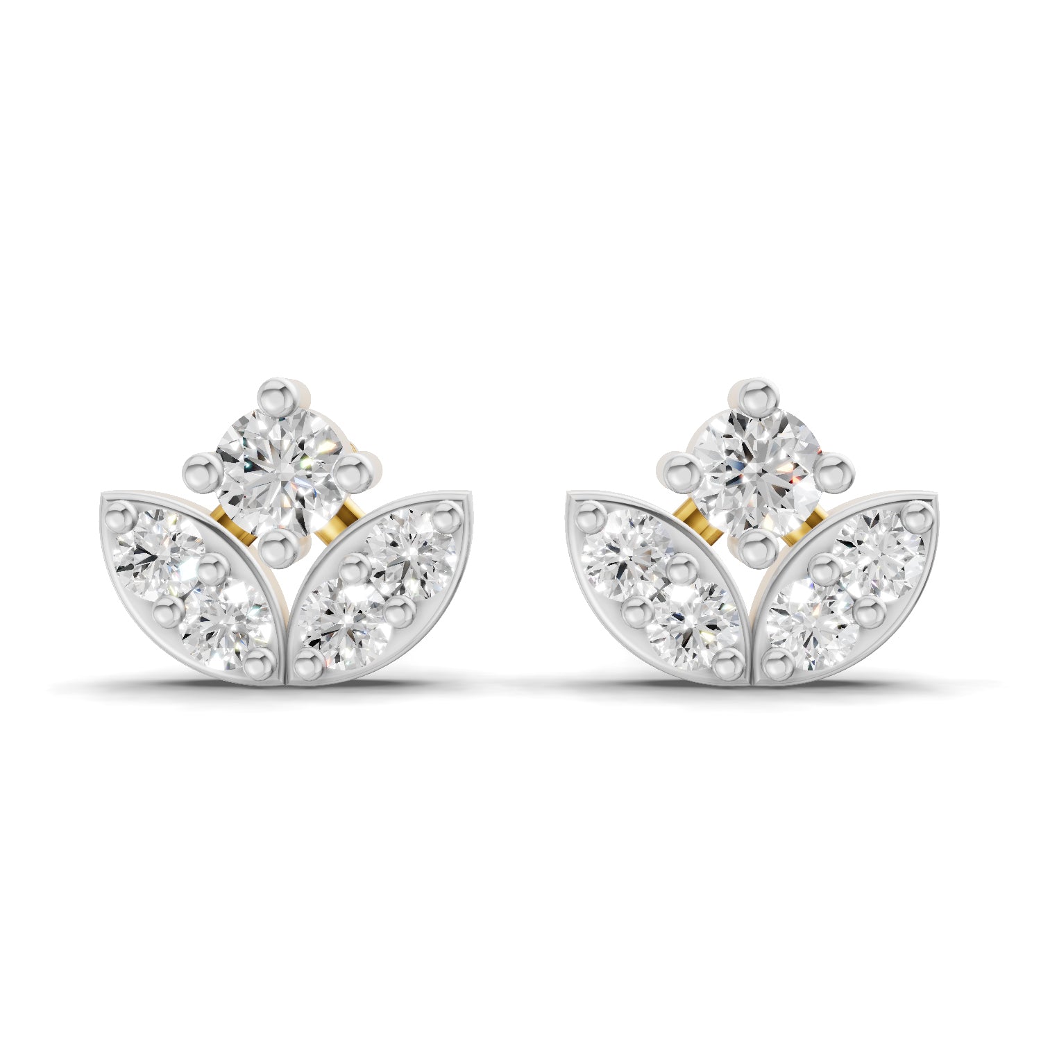 Lab Grown Diamond Earrings 0.23 Carat IGI Certified Round Shape F-G VS | 925 Sterling Silver Yellow Gold Plated Fashion Earrings
