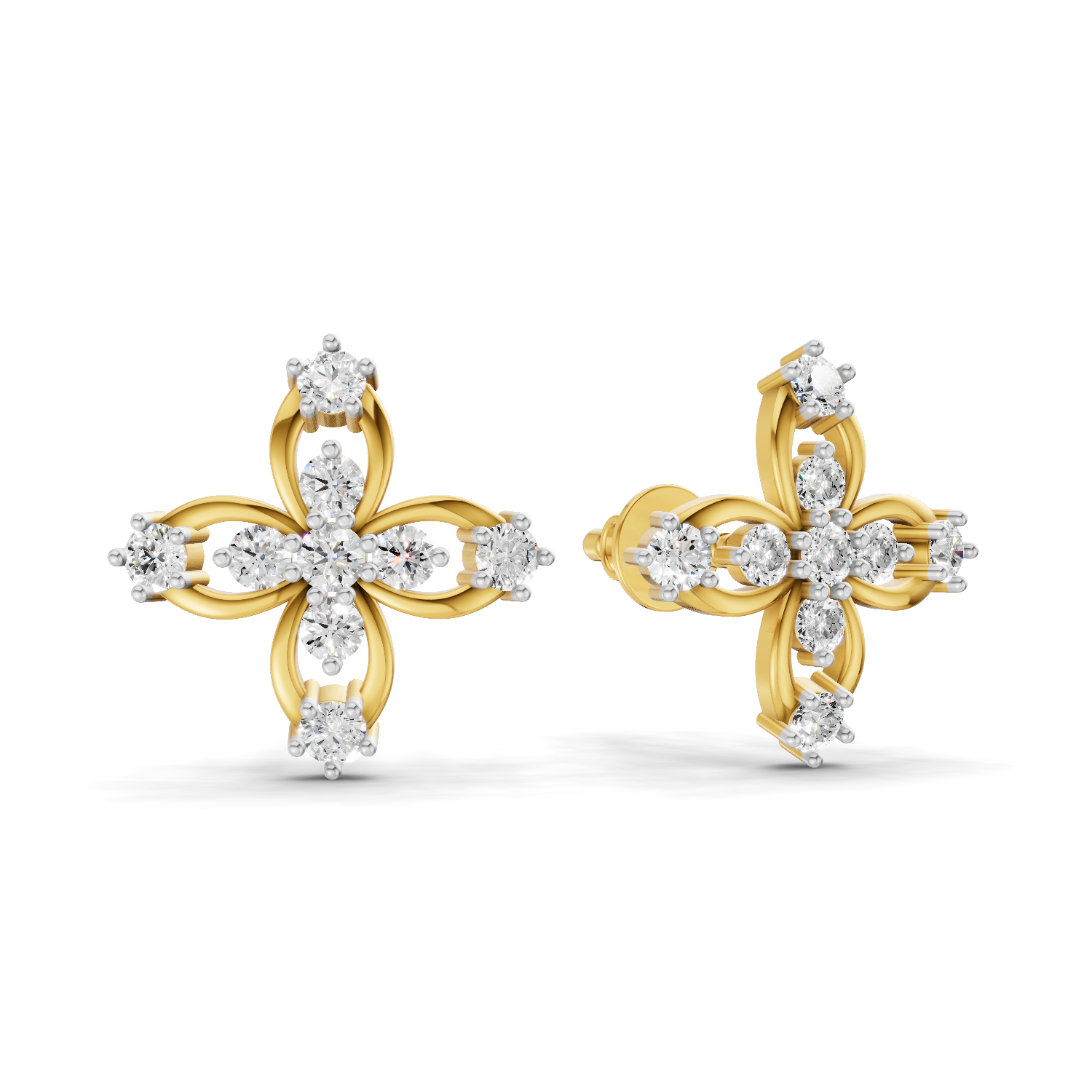 Lab Grown Diamond Earrings 0.4 Carat IGI Certified Round Shape F-G VS | 925 Sterling Silver Yellow Gold Plated Fashion Earrings