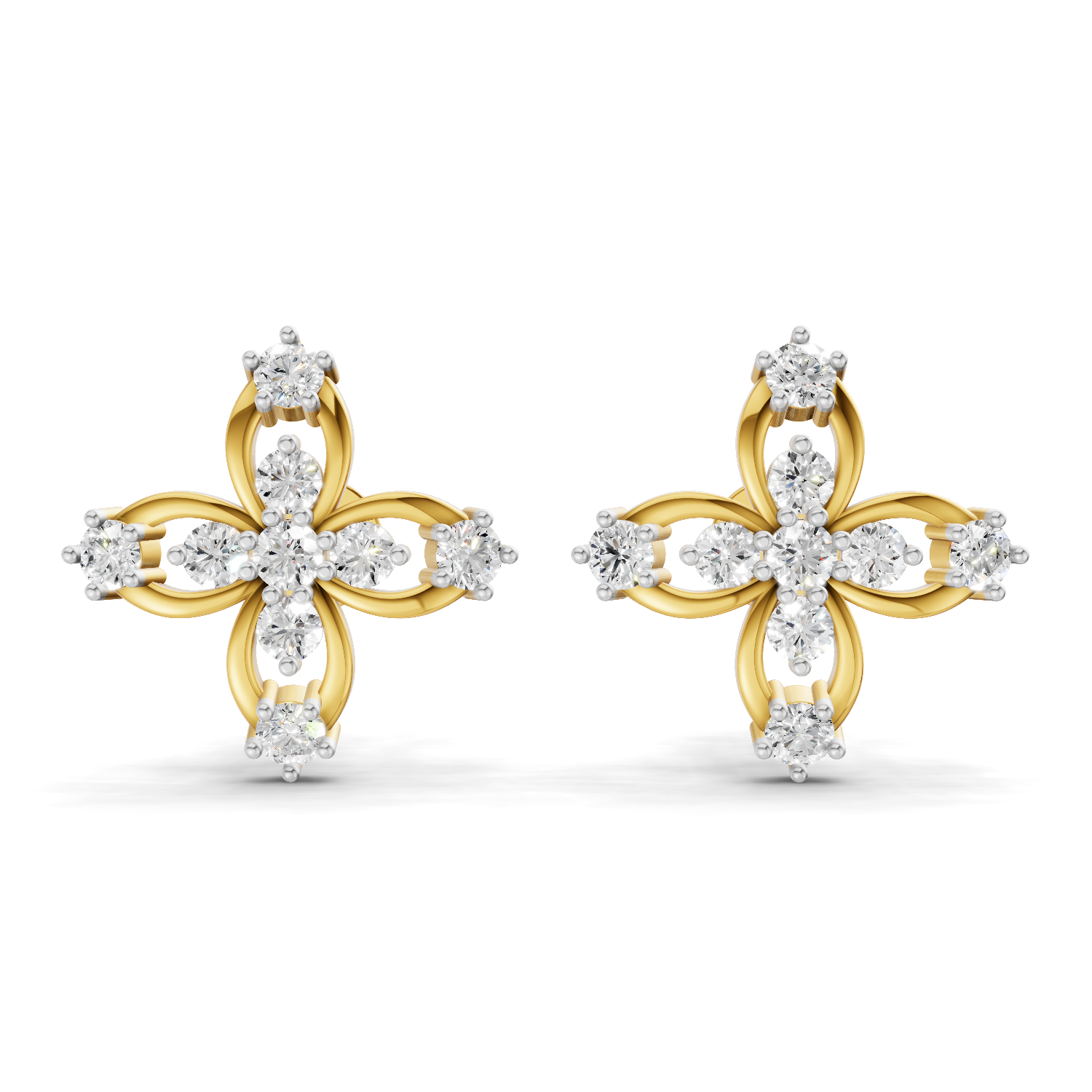 Lab Grown Diamond Earrings 0.4 Carat IGI Certified Round Shape F-G VS | 925 Sterling Silver Yellow Gold Plated Fashion Earrings