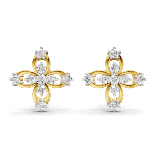 Lab Grown Diamond Earrings 0.4 Carat IGI Certified Round Shape F-G VS | 925 Sterling Silver Yellow Gold Plated Fashion Earrings