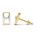 Lab Grown Diamond Earrings 0.02 Carat Round Shape 925 Sterling Silver Yellow Gold Plated Fashion Earrings