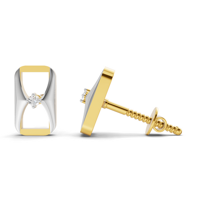 Lab Grown Diamond Earrings 0.02 Carat Round Shape 925 Sterling Silver Yellow Gold Plated Fashion Earrings