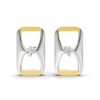 Lab Grown Diamond Earrings 0.02 Carat Round Shape 925 Sterling Silver Yellow Gold Plated Fashion Earrings