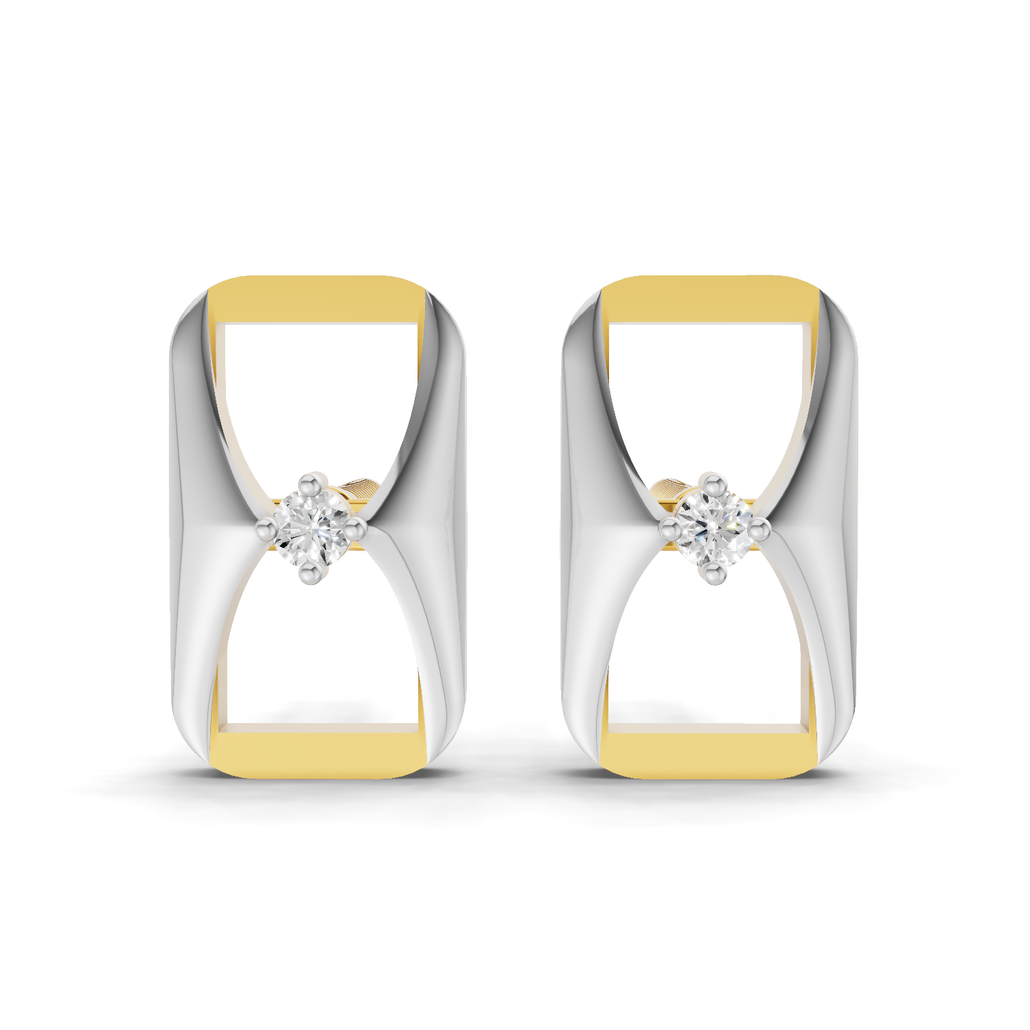 Lab Grown Diamond Earrings 0.02 Carat Round Shape 925 Sterling Silver Yellow Gold Plated Fashion Earrings