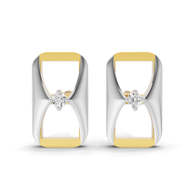 Lab Grown Diamond Earrings 0.02 Carat Round Shape 925 Sterling Silver Yellow Gold Plated Fashion Earrings
