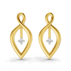 Lab Grown Diamond Earrings 0.02 Carat Round Shape 925 Sterling Silver Yellow Gold Plated Infinity Flame Earrings