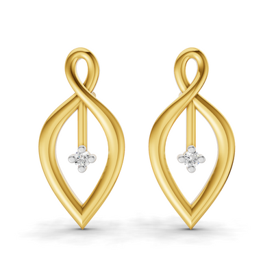 Lab Grown Diamond Earrings 0.02 Carat Round Shape 925 Sterling Silver Yellow Gold Plated Infinity Flame Earrings