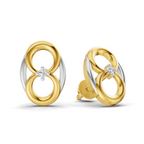 Lab Grown Diamond Earrings 0.02 Carat Round Shape 925 Sterling Silver Yellow Gold Plated Interlocking Circle Earrings