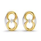 Lab Grown Diamond Earrings 0.02 Carat Round Shape 925 Sterling Silver Yellow Gold Plated Interlocking Circle Earrings