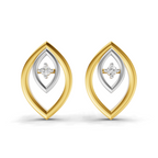 Lab Grown Diamond Earrings 0.02 Carat Round Shape 925 Sterling Silver Yellow Gold Plated Dainty Wave Earrings