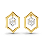 Lab Grown Diamond Earrings 0.02 Carat Round Shape 925 Sterling Silver Yellow Gold Plated Floral Earrings