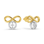 Lab Grown Diamond Earrings 0.02 Carat Round Shape 925 Sterling Silver Yellow Gold Plated Infinity Earrings