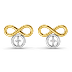 Lab Grown Diamond Earrings 0.02 Carat Round Shape 925 Sterling Silver Yellow Gold Plated Infinity Earrings