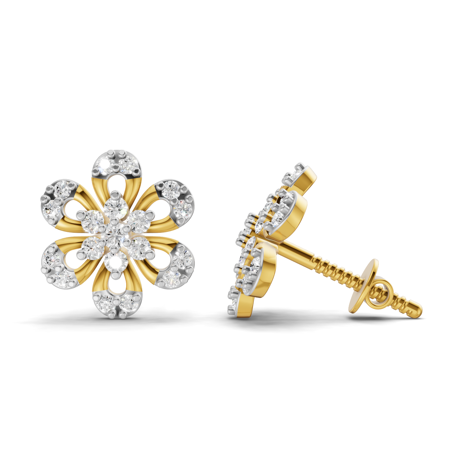 Lab Grown Diamond 0.3CT 925 Sterling Silver Gold Plated Round Shape Earring