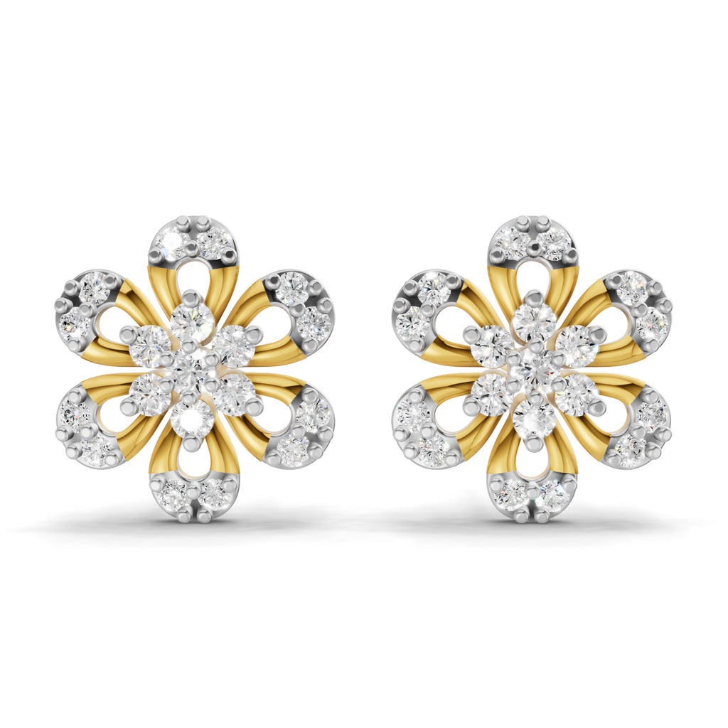 Lab Grown Diamond 0.3CT 925 Sterling Silver Gold Plated Round Shape Earring