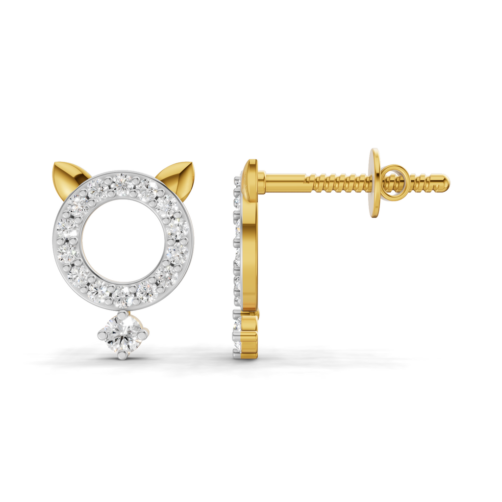 Lab Grown Diamond 0.36CT 925 Sterling Silver Gold Plated Round Shape Earring