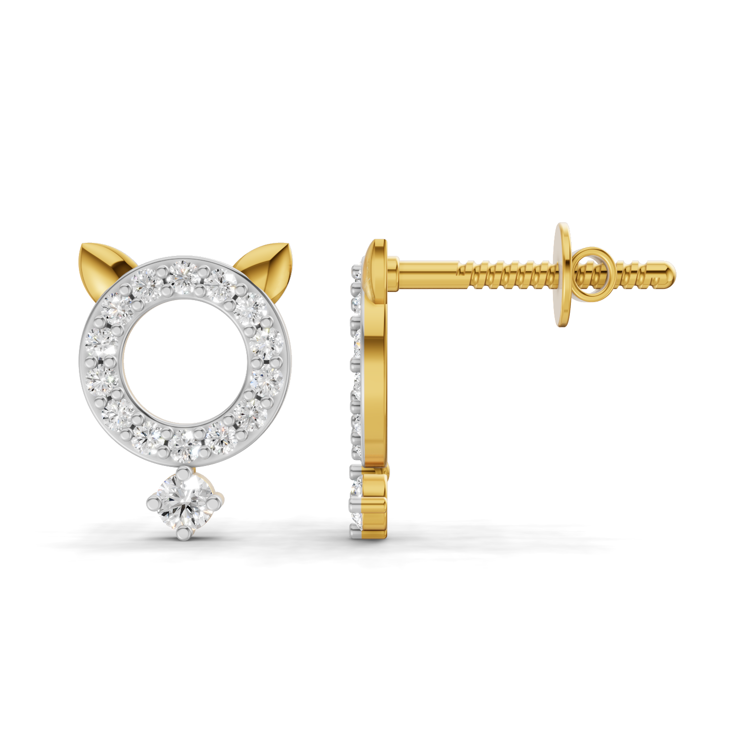 Lab Grown Diamond 0.36CT 925 Sterling Silver Gold Plated Round Shape Earring