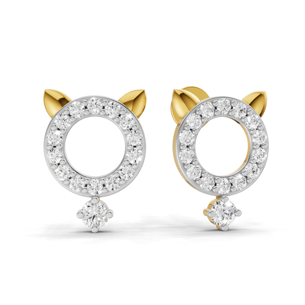 Lab Grown Diamond 0.36CT 925 Sterling Silver Gold Plated Round Shape Earring