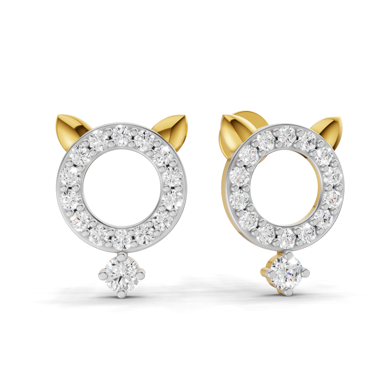 Lab Grown Diamond 0.36CT 925 Sterling Silver Gold Plated Round Shape Earring