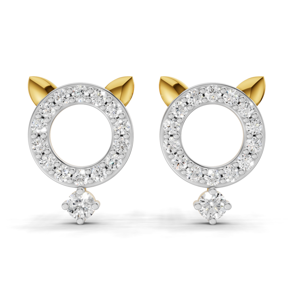 Lab Grown Diamond 0.36CT 925 Sterling Silver Gold Plated Round Shape Earring