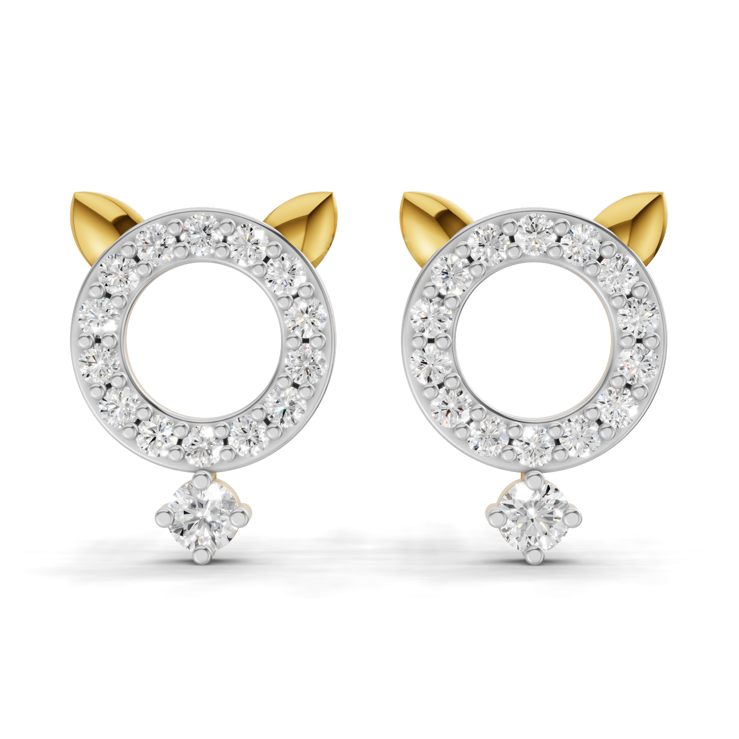 Lab Grown Diamond 0.36CT 925 Sterling Silver Gold Plated Round Shape Earring